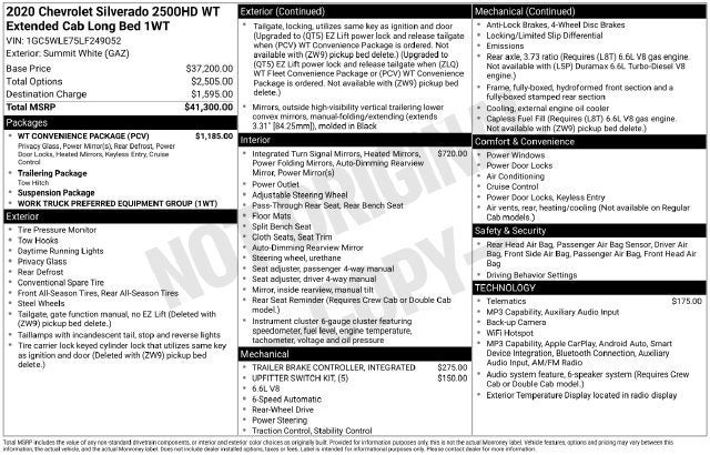 2020 Chevrolet Silverado 2500 HD Work Truck