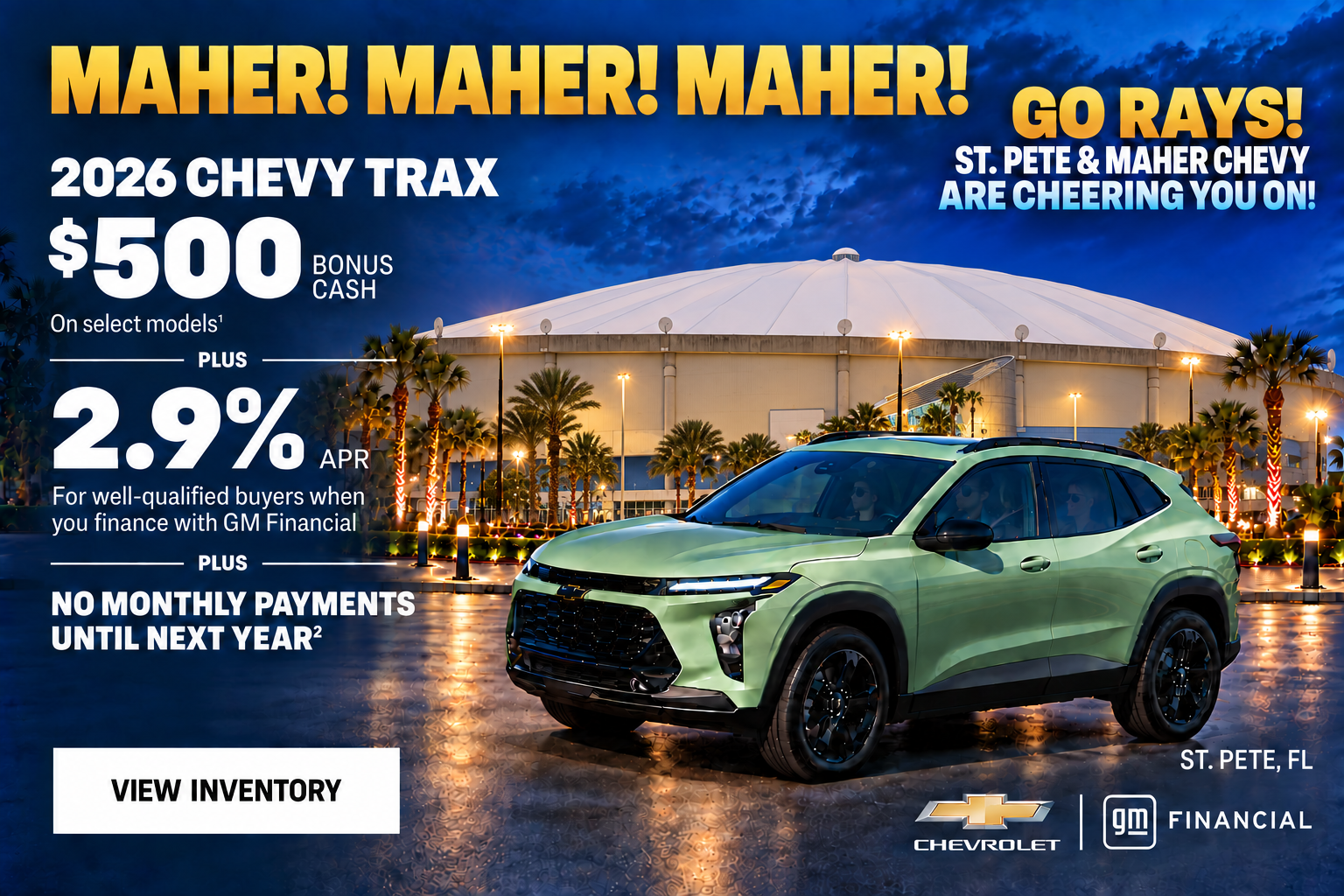 2026 Chevy Trax. $500 Bonus Cash on select models PLUS 2.9% 